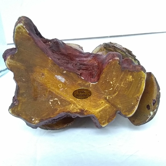 OWL Resin Figurine Statue on Tree Trunk 3D Etchings Brown Tan  8"hx 5"w  Decor - Picture 6 of 7